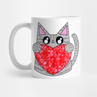 Zippers The Gray Cat With Valentine Heart Mug